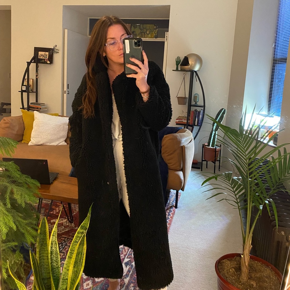 Faux Shearling Teddy Long Coat